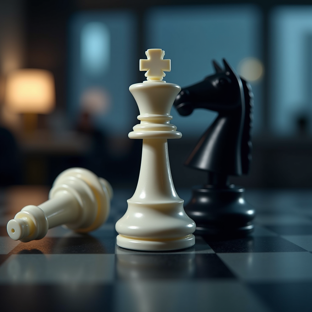 메타의 오픈소스 전략 포기를 체스판 위의 전략적 전환으로 표현한 일러스트