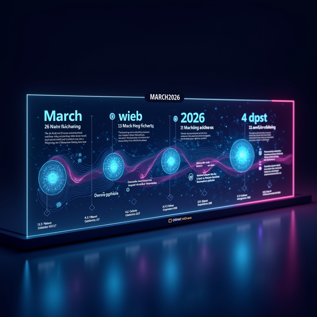 2026년 3월 AI 주요 이벤트 4가지를 보여주는 타임라인 인포그래픽