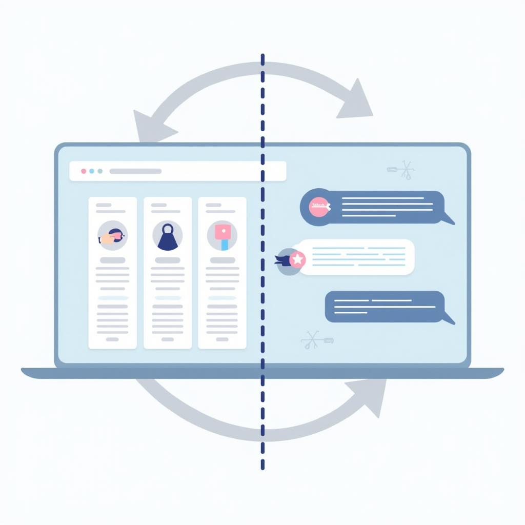 기존 이커머스 검색 기반 구매와 에이전틱 커머스 대화 기반 구매를 비교하는 다이어그램