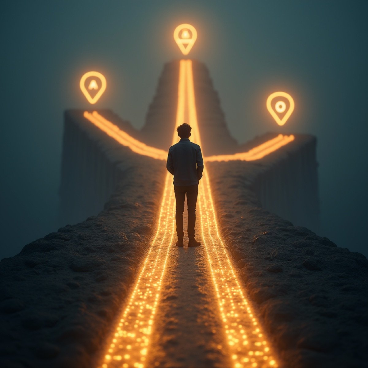 세 가지 AI 모델 중 자신의 상황에 맞는 최적의 선택을 고민하는 실무자를 표현한 일러스트