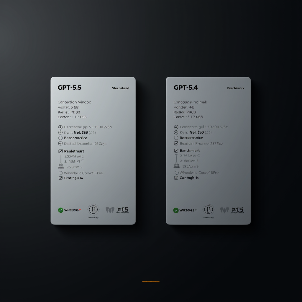 GPT-5.5와 GPT-5.4 공식 스펙 비교 카드 이미지