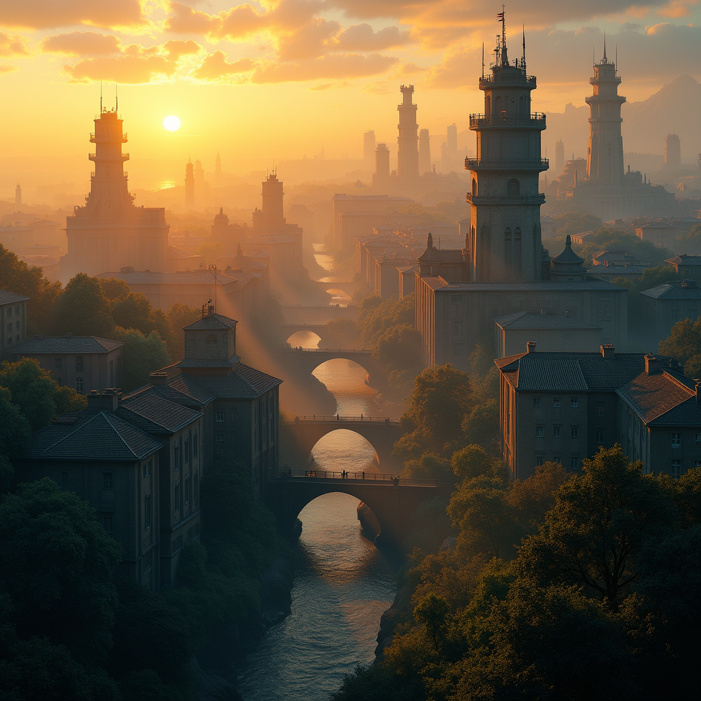 오픈소스 시대에서 독점 모델 시대로 전환되는 AI 업계의 지형 변화를 표현한 파노라마 일러스트