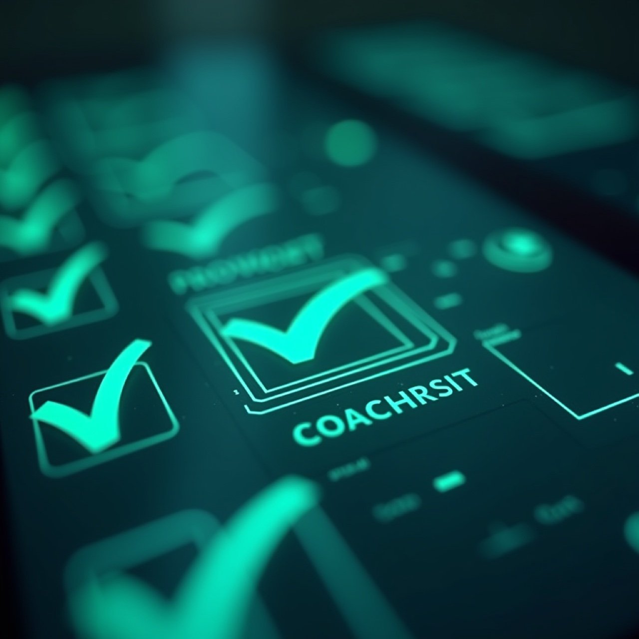 Claude Opus 4.7 업그레이드 체크리스트를 시각화한 투명 디스플레이 일러스트