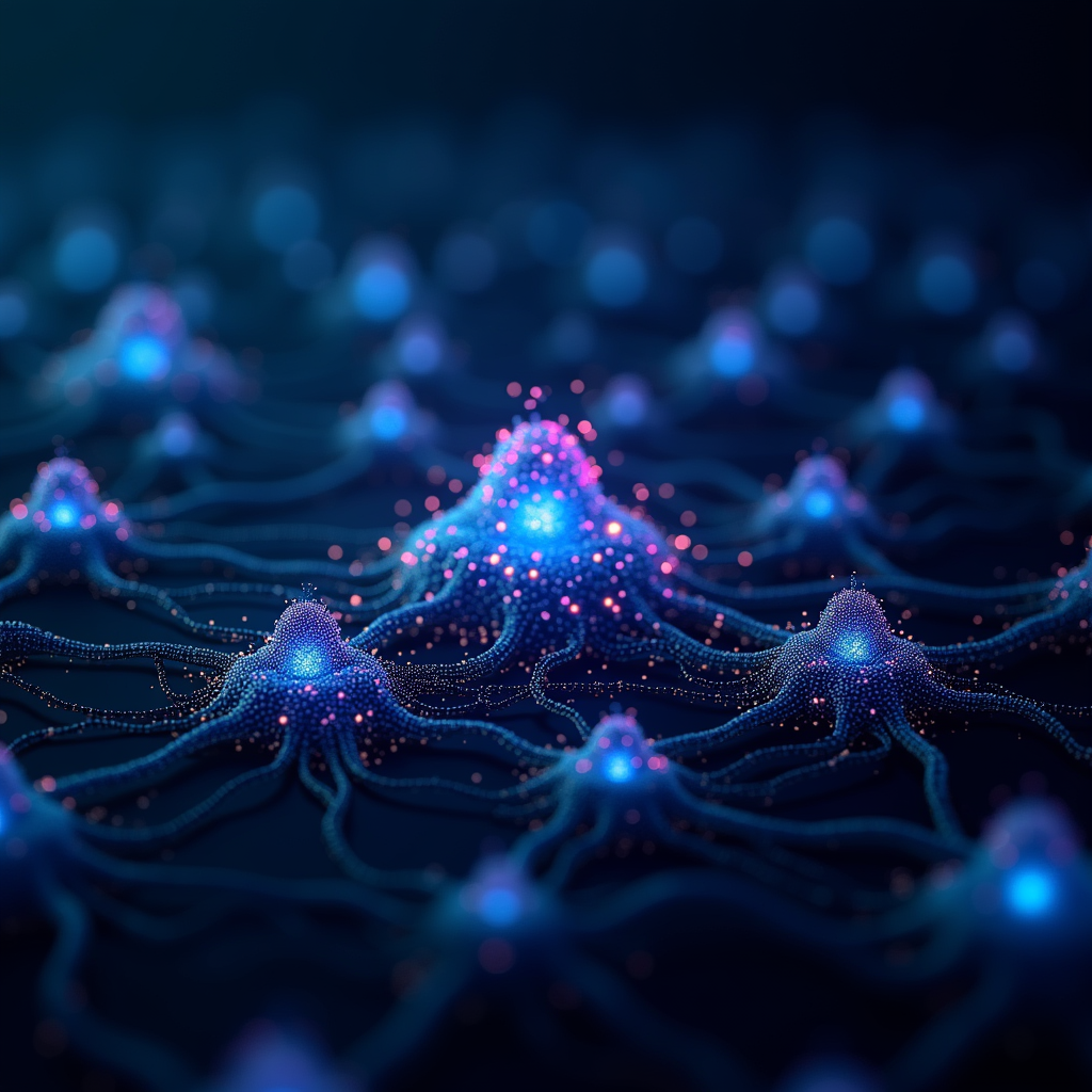 Claude Mythos Preview의 Mixture of Experts 아키텍처를 시각화한 뉴럴 네트워크 다이어그램