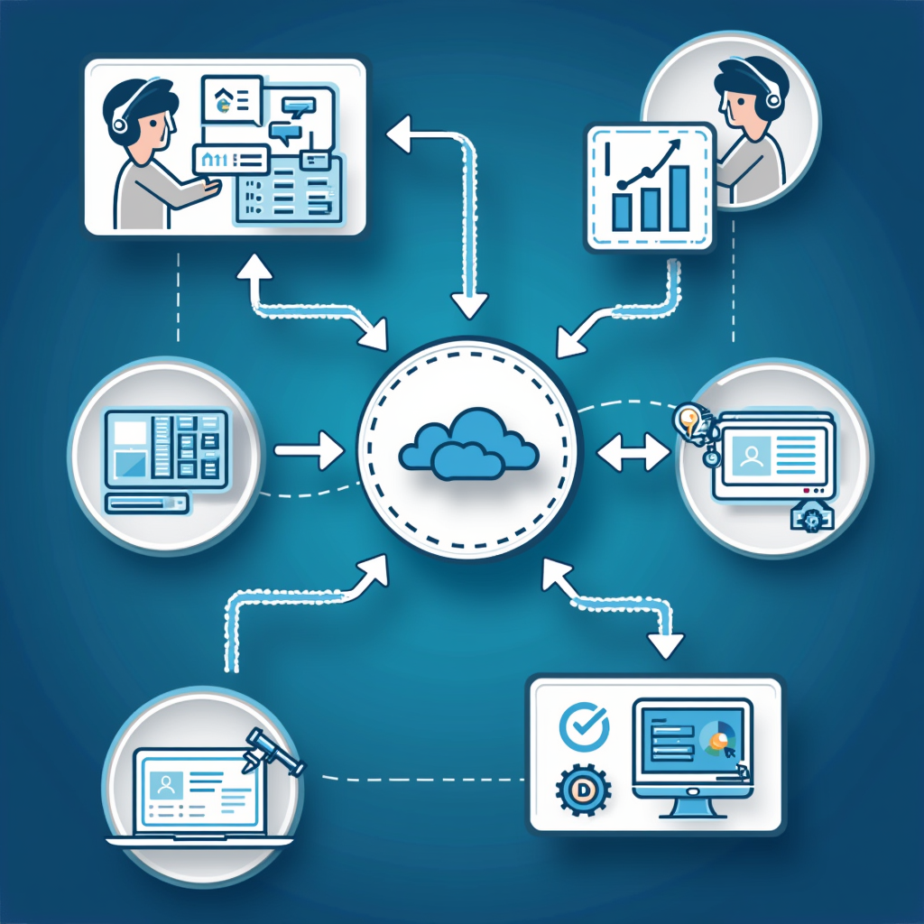 고객 지원, 코드 리뷰, 마케팅, 데이터 분석, IT 운영 등 5가지 에이전틱 AI 실무 활용 사례를 보여주는 워크플로우 다이어그램