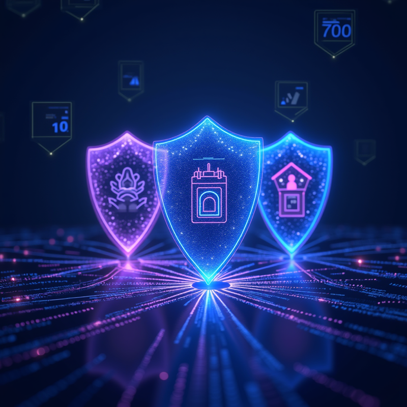 OpenAI, Anthropic, Google 세 기업이 AI 보안 동맹을 결성한 것을 상징하는 디지털 방패 일러스트