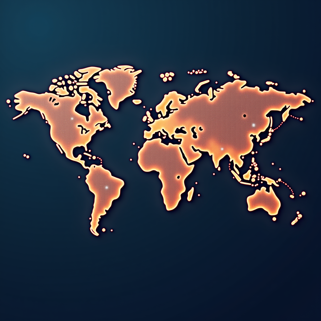 전 세계 기업의 에이전틱 AI 도입 현황을 보여주는 글로벌 지도 일러스트