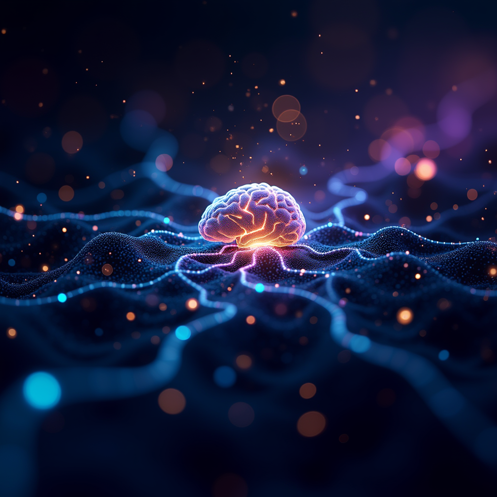 Muse Spark의 3단계 추론 모드와 멀티모달 입력을 시각화한 AI 뉴럴 네트워크 개념도