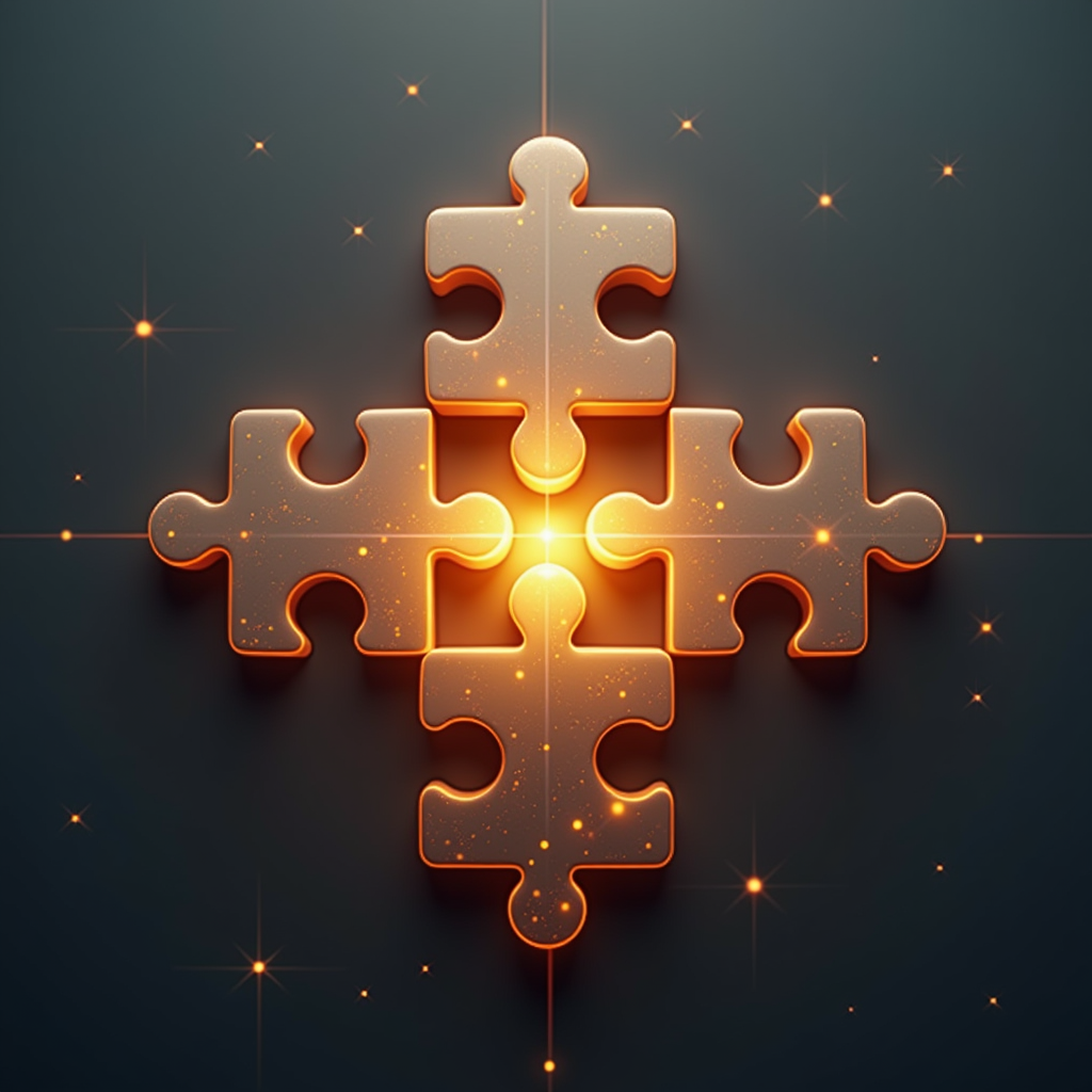세 AI 모델이 퍼즐처럼 조합되어 완성되는 모습을 표현한 일러스트