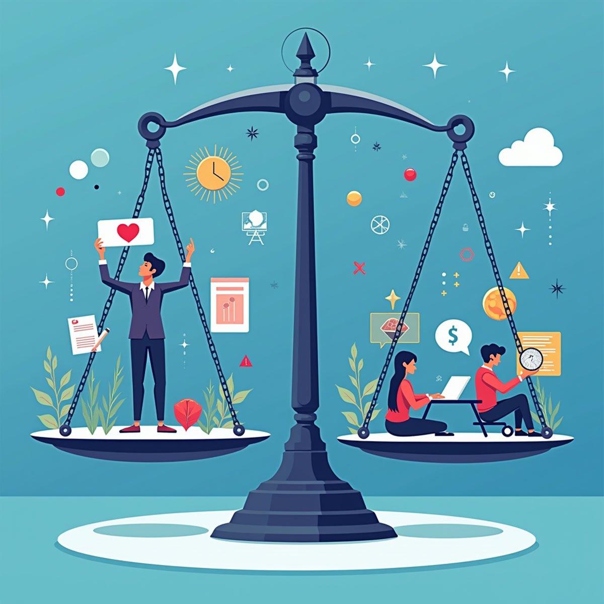 A balanced scale illustration comparing different AI agent frameworks, with Open