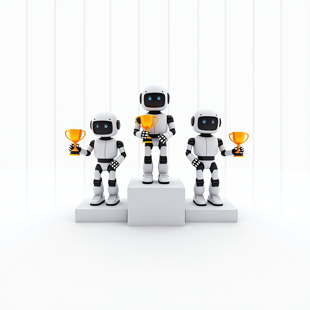 GPT-5.4, Claude Opus 4.6, Gemini 3.1 Pro 세 모델의 용도별 강점을 시상대로 표현한 일러스트