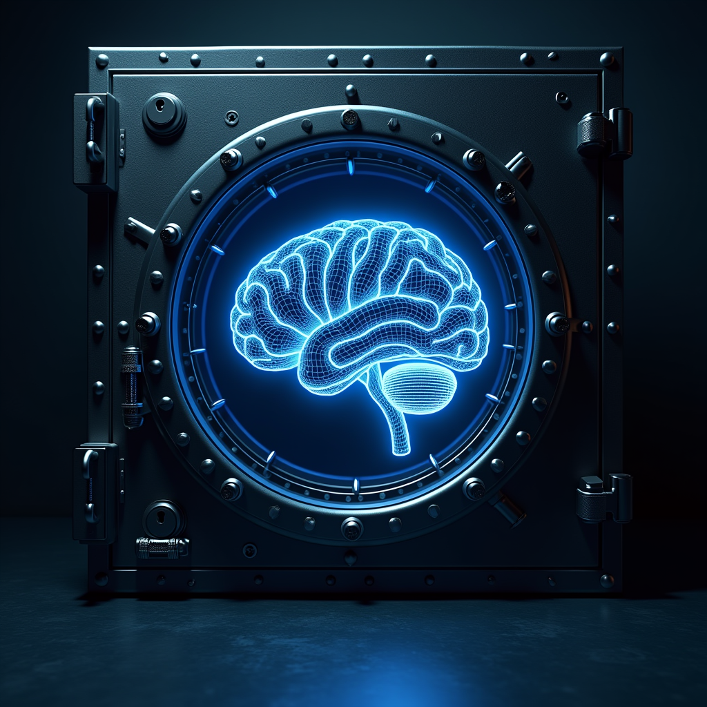 너무 강력해서 공개를 제한한 Claude Mythos Preview 모델을 상징하는 보안 금고 일러스트