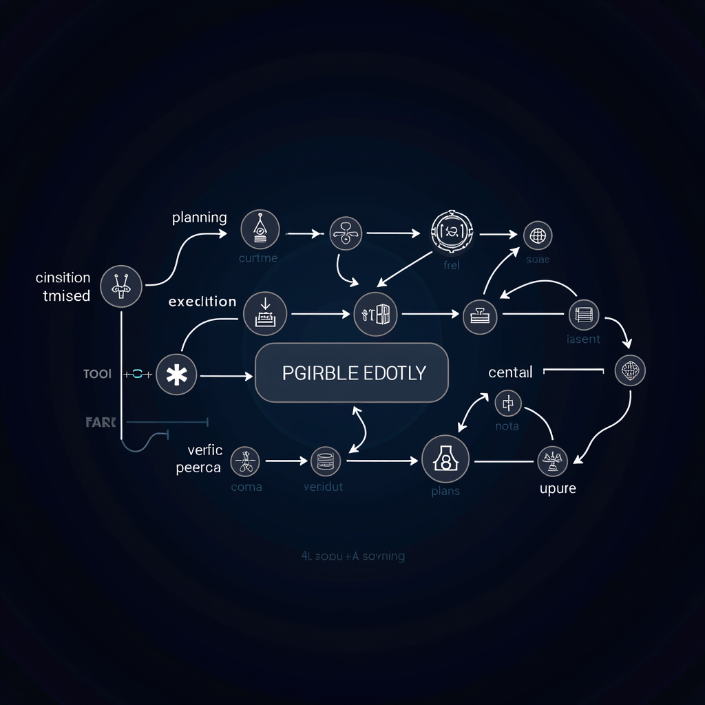에이전틱 AI의 자율 작업 워크플로를 보여주는 다이어그램 일러스트